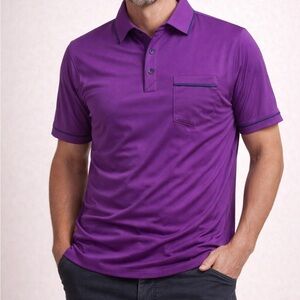 Extracurricular Golf Garde Polo Shirt Men's L Logo Patch Purple Performance NWT✅